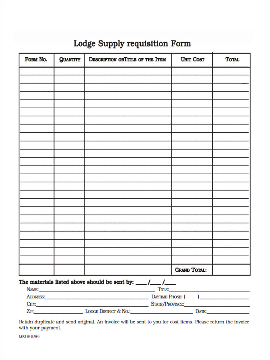 FREE 8 Supply Requisition Forms In PDF Excel