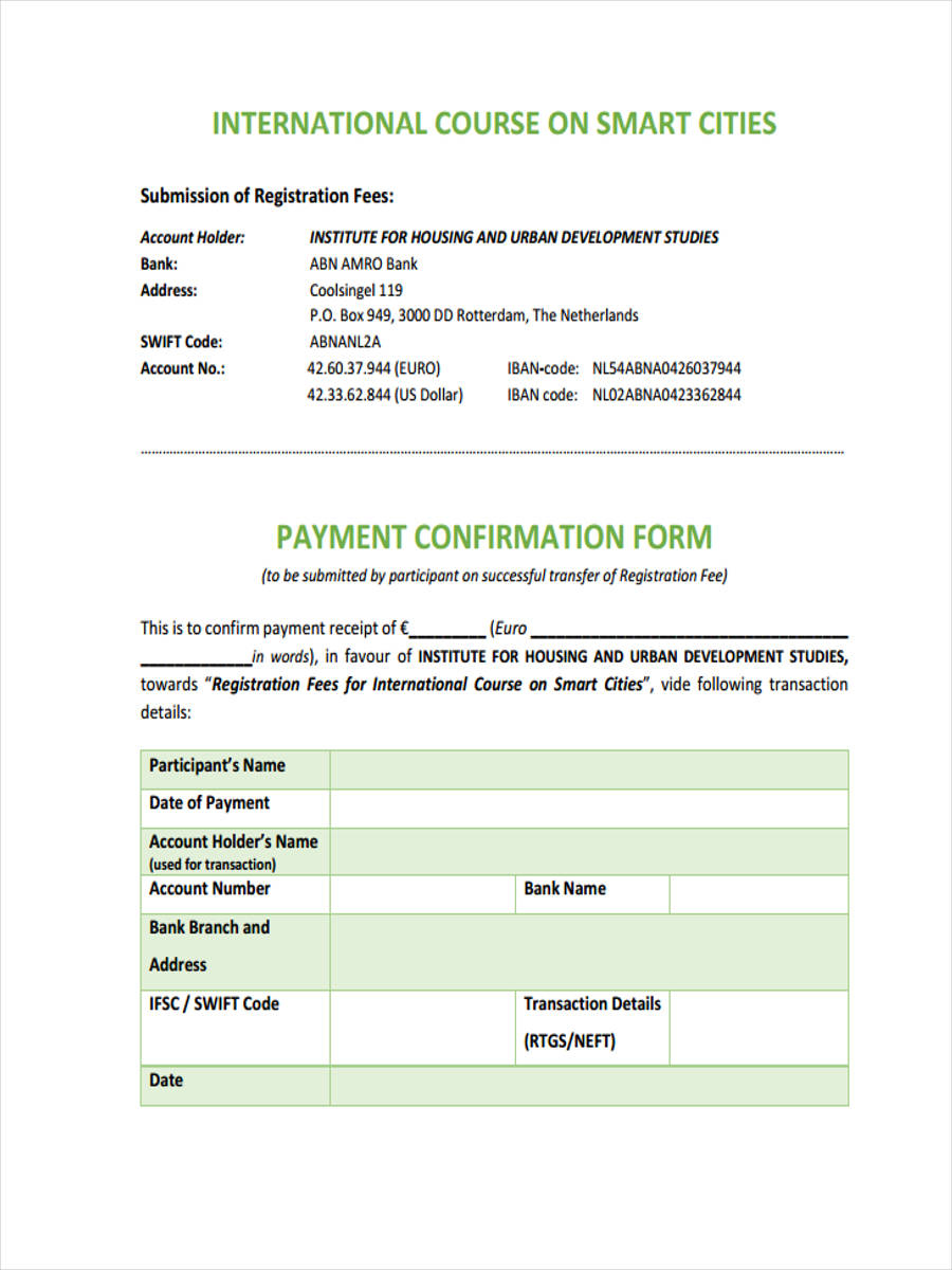 FREE 9 Sample Payment Confirmation Forms In MS Word PDF