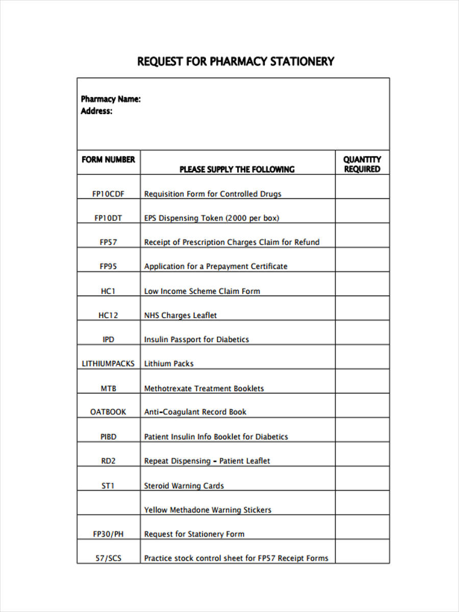 FREE 9 Stationery Requisition Forms In PDF Ms Word