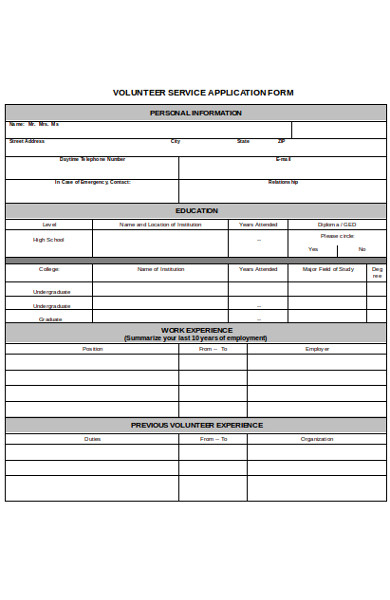 FREE 9 Volunteer Service Forms In PDF DOC