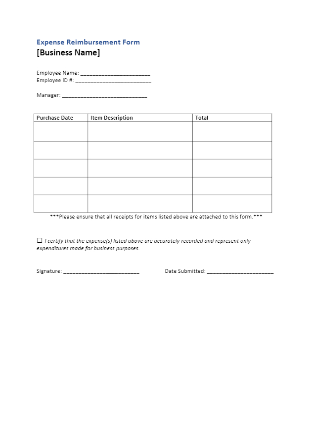 Free Expense Reimbursement Forms 2021 PDF CocoSign