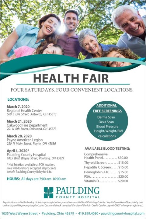 Health Fair 2020 Four Saturdays Four Locations Paulding County 