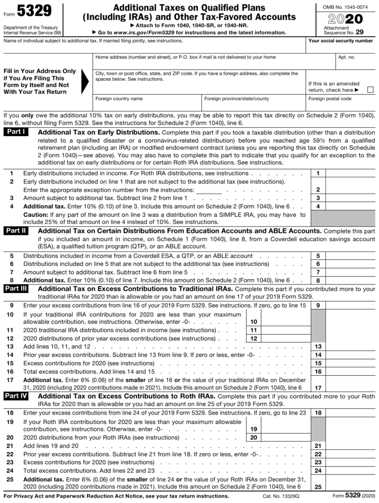 IRS Form 5329 Download Fillable PDF Or Fill Online Additional Taxes On 