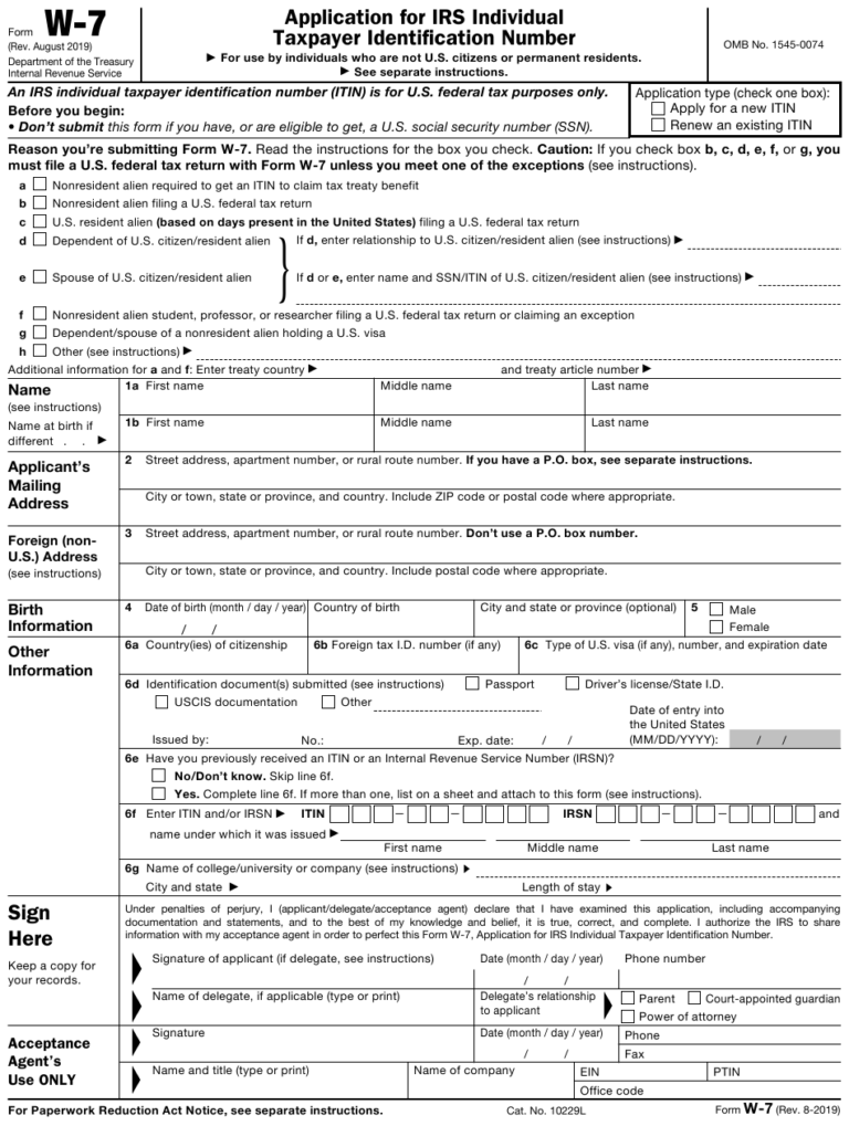 IRS Form W 7 Download Fillable PDF Or Fill Online Application For IRS