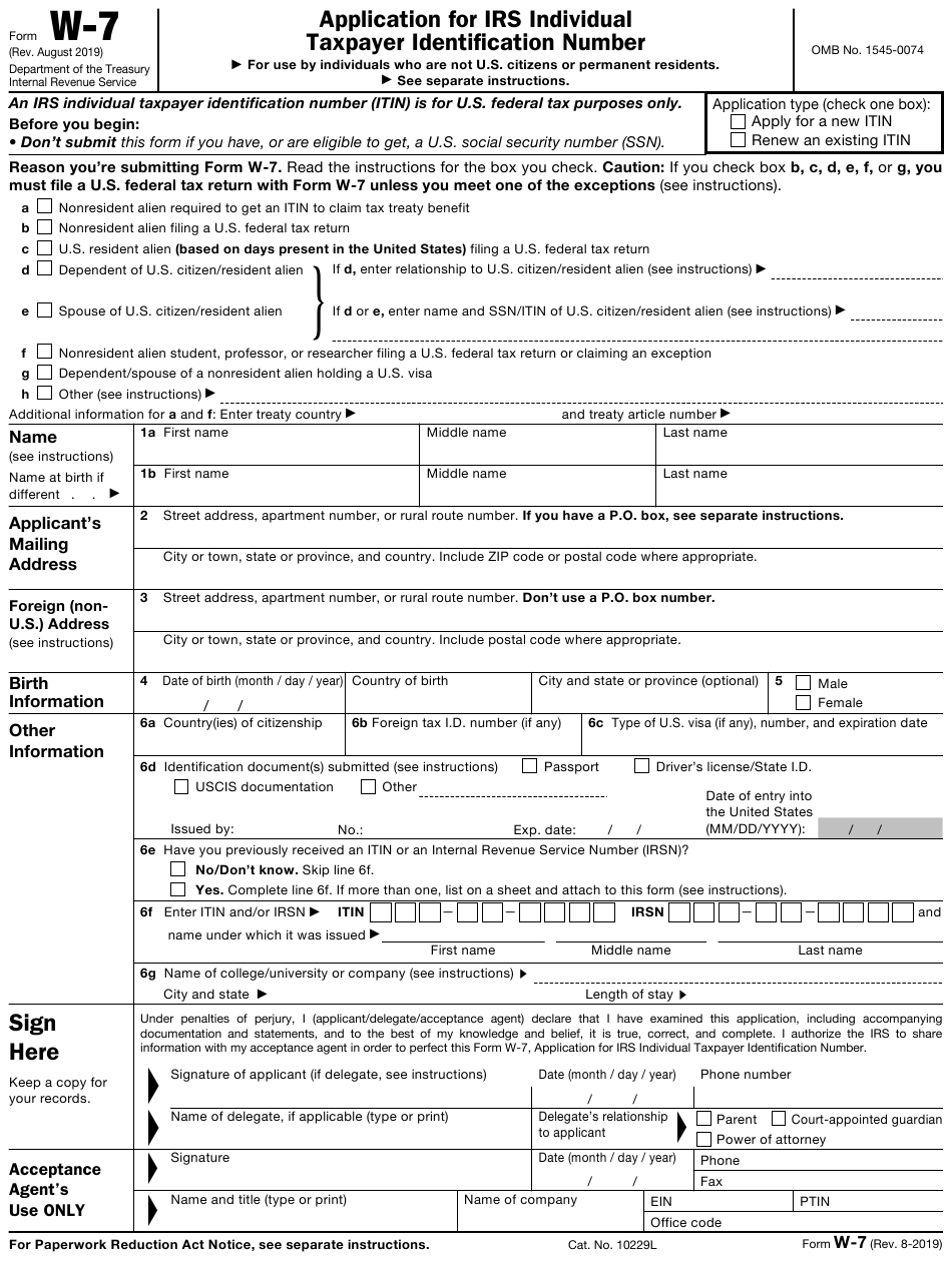 IRS Form W 7 Download Fillable PDF Or Fill Online Application For IRS 