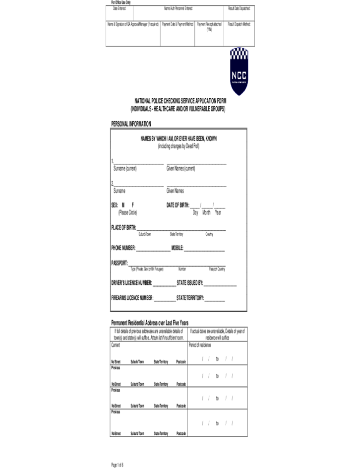 National Police Checking Service Application Consent Form Free Download