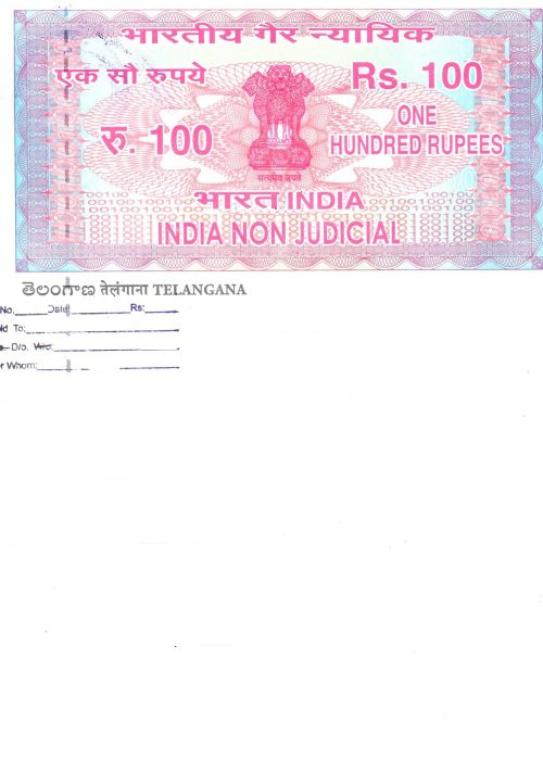 Non Judicial Stamp Paper Of Telangana EDrafter