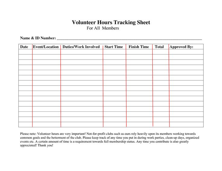 Pin Volunteer Hours Log Sheet Template On Pinterest Volunteer Hours 