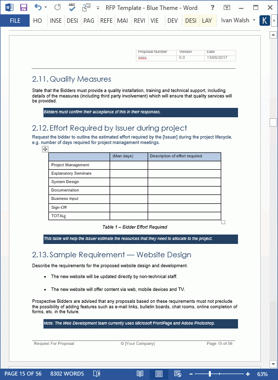 Plantilla De Solicitud De Propuesta RFP MS Word Excel 