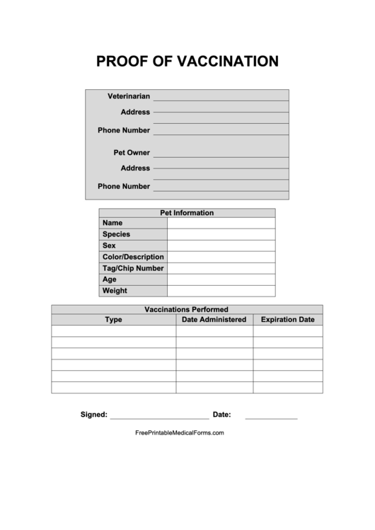 Proof Of Vaccination Printable Pdf Download