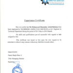 Q C Engineer Experience Certificate From Techshore Work Reference