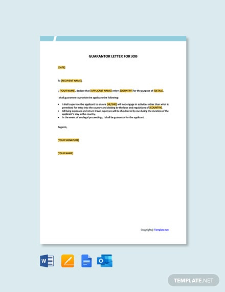 Sample Guarantor Letter For Job Template In Google Docs Word 