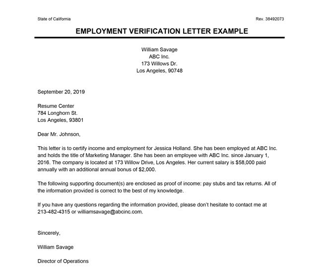 Sample Letter Confirming Employment And Salary Di 2020