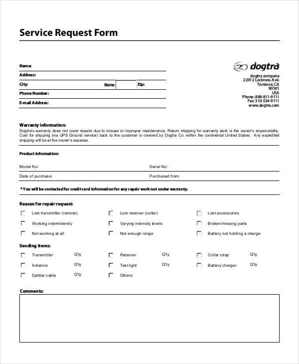 Service Request Form Template 6 Templates Word Word Template