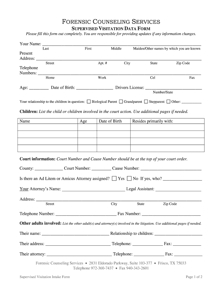 Supervised Visitation Forms Fill Online Printable Fillable Blank 