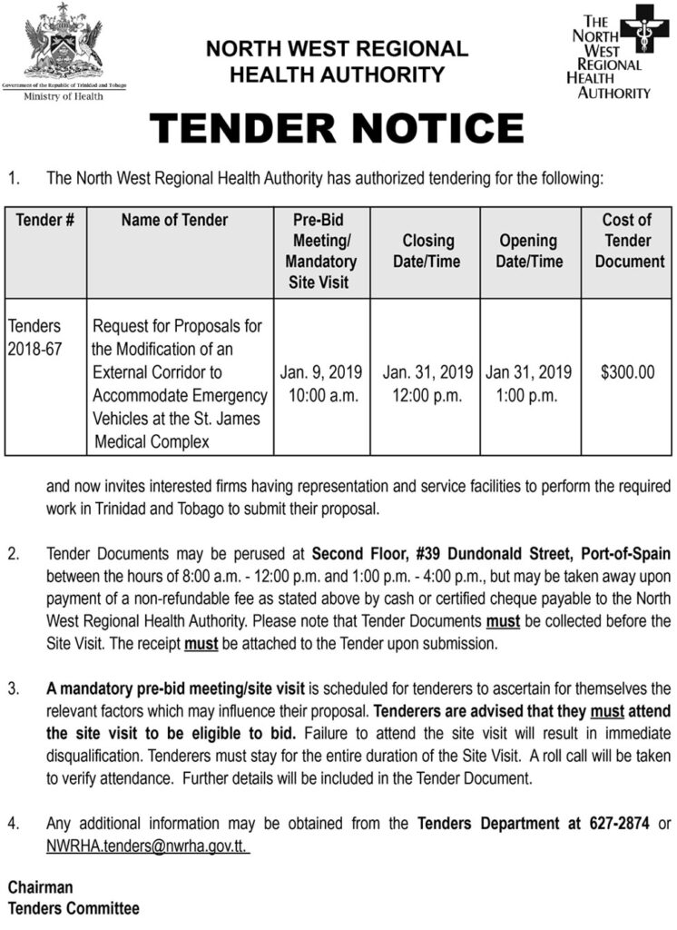 Tender Notice Request For Proposal For Modification Of An External 