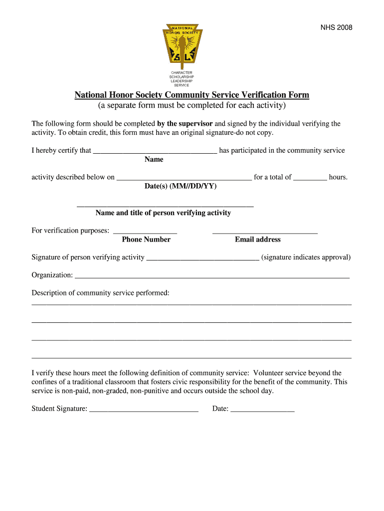 Volunteer Verification Form Fill Online Printable Fillable Blank