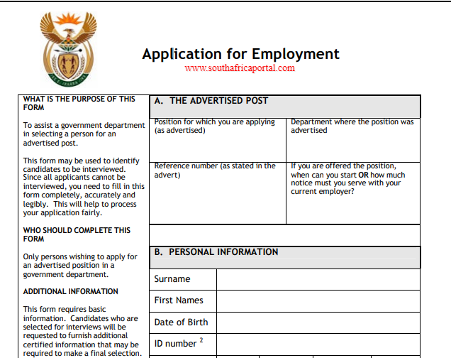 Z83 Form Government Application Form Savacanciesonline co za